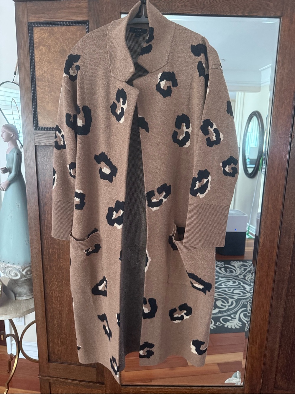 J. Crew Brown Leopard Print Long Open Cardigan